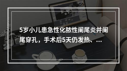 5岁小儿患急性化脓性阑尾炎并阑尾穿孔，手术后5天仍发热、腹痛