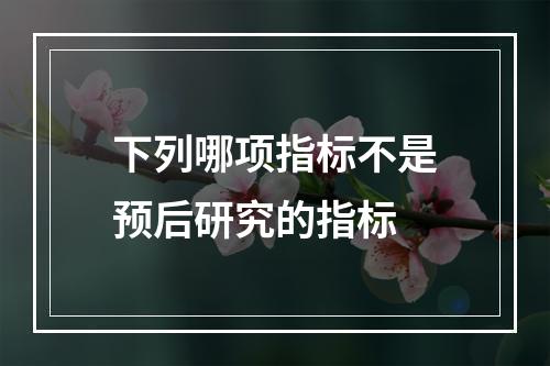 下列哪项指标不是预后研究的指标