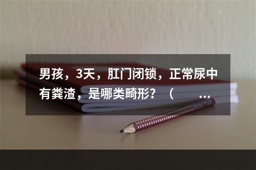 男孩，3天，肛门闭锁，正常尿中有粪渣，是哪类畸形？（　　）