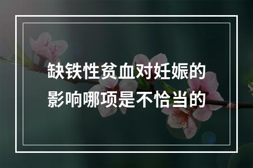 缺铁性贫血对妊娠的影响哪项是不恰当的