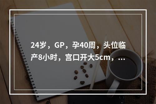 24岁，GP，孕40周，头位临产8小时，宫口开大5cm，突然