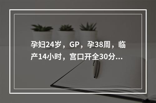 孕妇24岁，GP，孕38周，临产14小时，宫口开全30分钟，