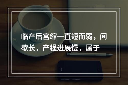 临产后宫缩一直短而弱，间歇长，产程进展慢，属于