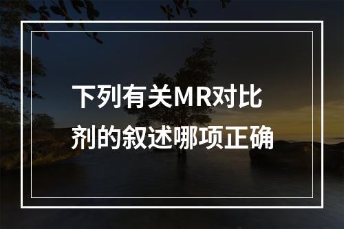 下列有关MR对比剂的叙述哪项正确