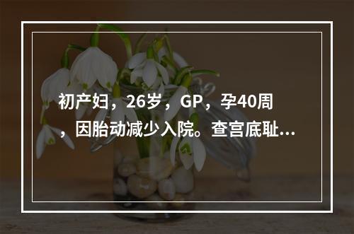 初产妇，26岁，GP，孕40周，因胎动减少入院。查宫底耻上3