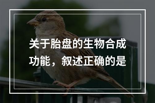 关于胎盘的生物合成功能，叙述正确的是