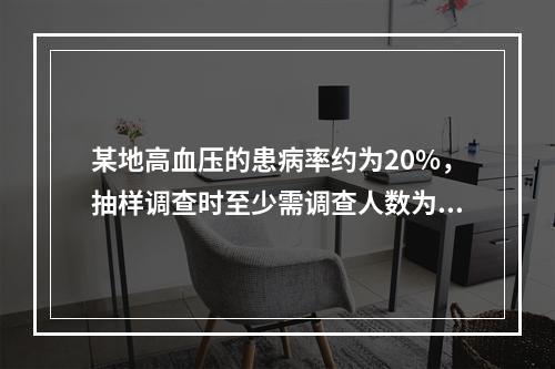 某地高血压的患病率约为20%，抽样调查时至少需调查人数为(设