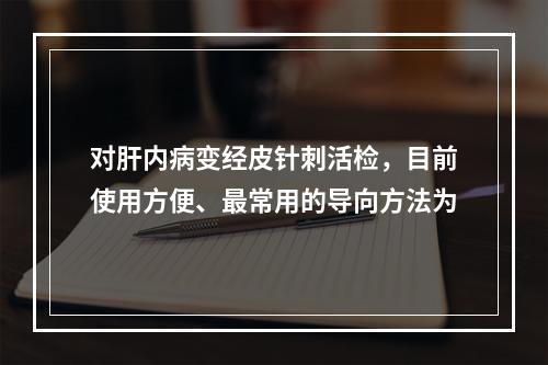 对肝内病变经皮针刺活检，目前使用方便、最常用的导向方法为