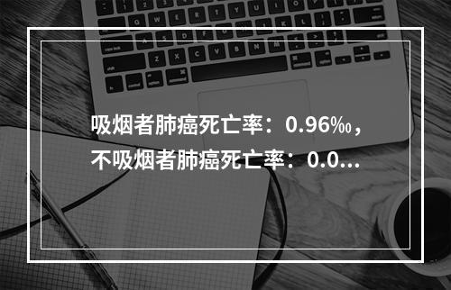 吸烟者肺癌死亡率：0.96‰，不吸烟者肺癌死亡率：0.07‰