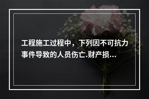 工程施工过程中，下列因不可抗力事件导致的人员伤亡.财产损失及