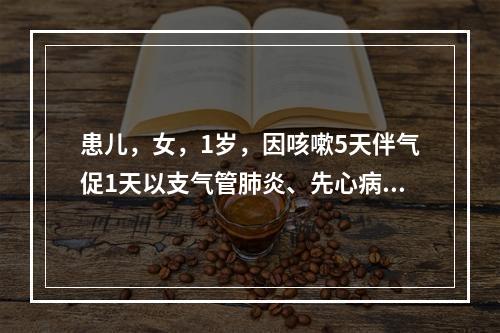 患儿，女，1岁，因咳嗽5天伴气促1天以支气管肺炎、先心病收住