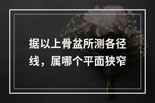 据以上骨盆所测各径线，属哪个平面狭窄