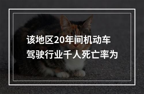 该地区20年间机动车驾驶行业千人死亡率为