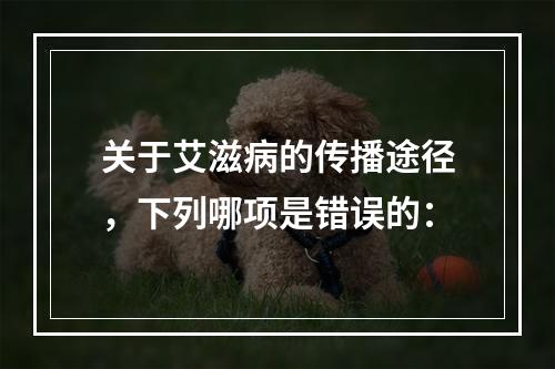 关于艾滋病的传播途径，下列哪项是错误的：