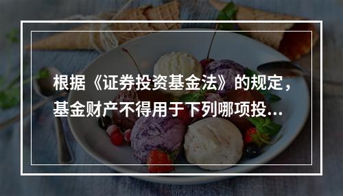 根据《证券投资基金法》的规定，基金财产不得用于下列哪项投资活