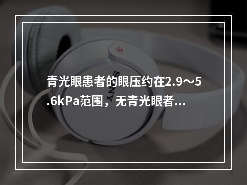 青光眼患者的眼压约在2.9～5.6kPa范围，无青光眼者的眼