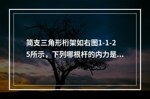 简支三角形桁架如右图1-1-25所示，下列哪根杆的内力是错