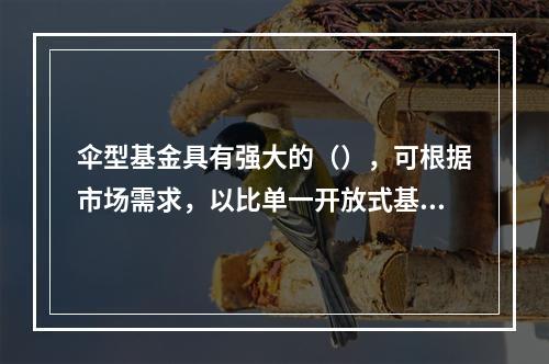 伞型基金具有强大的（），可根据市场需求，以比单一开放式基金更