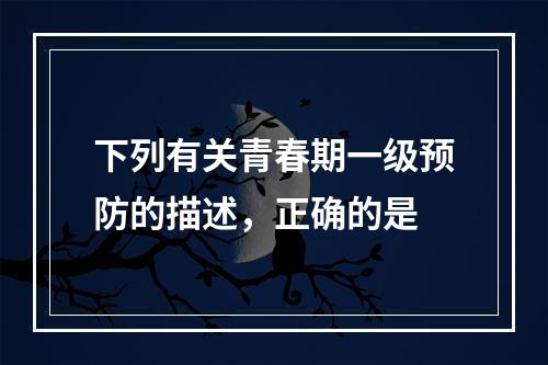 下列有关青春期一级预防的描述，正确的是