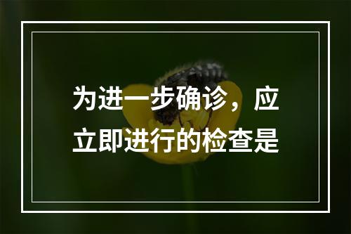 为进一步确诊，应立即进行的检查是