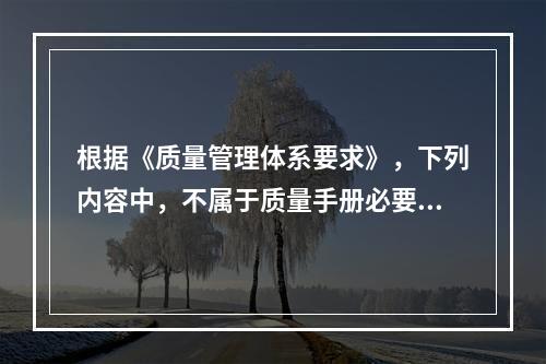 根据《质量管理体系要求》，下列内容中，不属于质量手册必要组