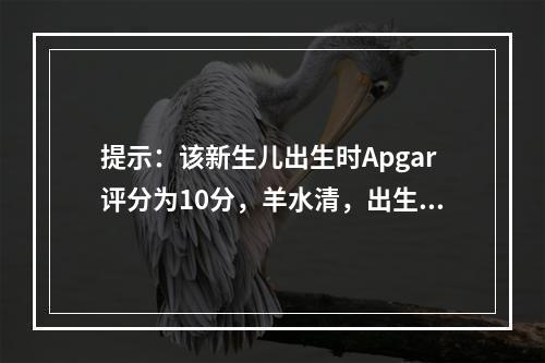 提示：该新生儿出生时Apgar评分为10分，羊水清，出生1小