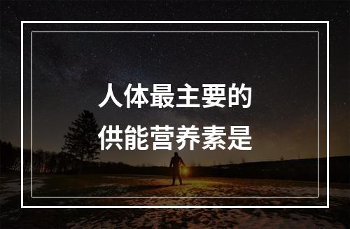 人体最主要的供能营养素是