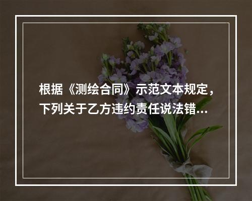 根据《测绘合同》示范文本规定，下列关于乙方违约责任说法错误