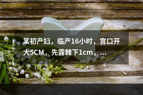 某初产妇，临产16小时，宫口开大5CM，先露棘下1cm，胎心