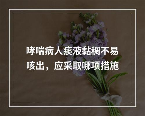 哮喘病人痰液黏稠不易咳出，应采取哪项措施