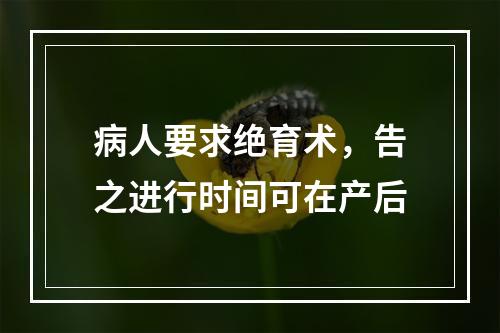 病人要求绝育术，告之进行时间可在产后