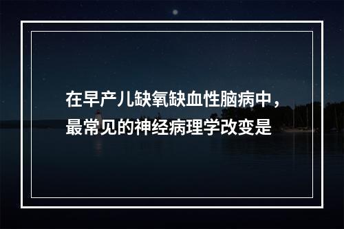 在早产儿缺氧缺血性脑病中，最常见的神经病理学改变是