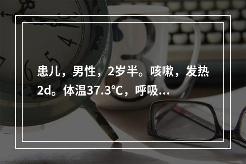 患儿，男性，2岁半。咳嗽，发热2d。体温37.3℃，呼吸困难