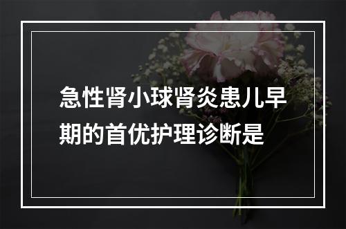 急性肾小球肾炎患儿早期的首优护理诊断是