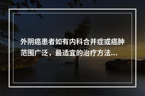 外阴癌患者如有内科合并症或癌肿范围广泛，最适宜的治疗方法的是