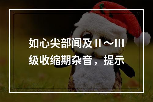 如心尖部闻及Ⅱ～Ⅲ级收缩期杂音，提示