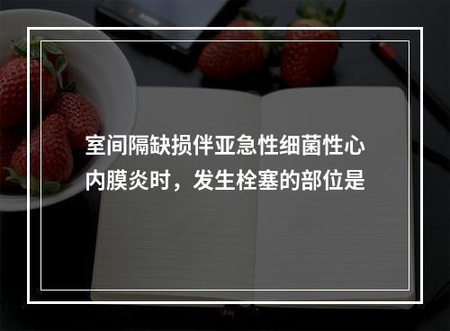 室间隔缺损伴亚急性细菌性心内膜炎时，发生栓塞的部位是