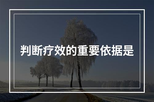 判断疗效的重要依据是