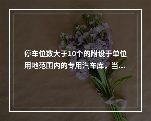 停车位数大于10个的附设于单位用地范围内的专用汽车库，当车