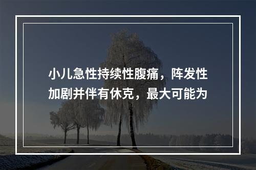 小儿急性持续性腹痛，阵发性加剧并伴有休克，最大可能为