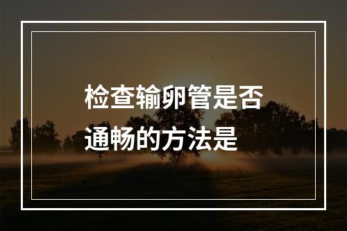 检查输卵管是否通畅的方法是