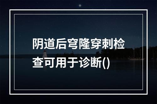 阴道后穹隆穿刺检查可用于诊断()