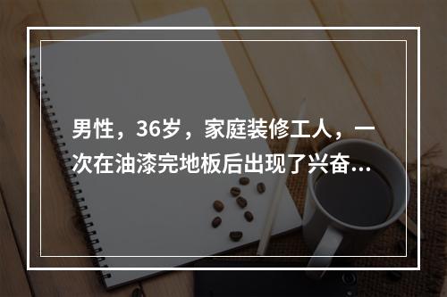 男性，36岁，家庭装修工人，一次在油漆完地板后出现了兴奋，面