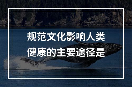 规范文化影响人类健康的主要途径是