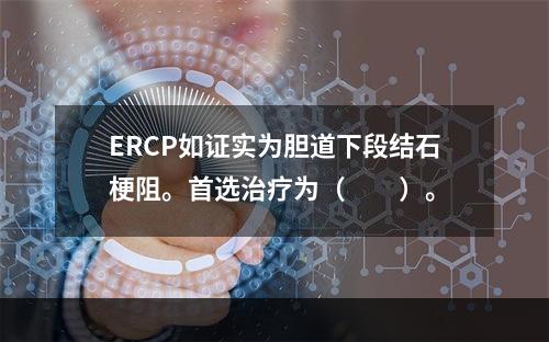 ERCP如证实为胆道下段结石梗阻。首选治疗为（　　）。