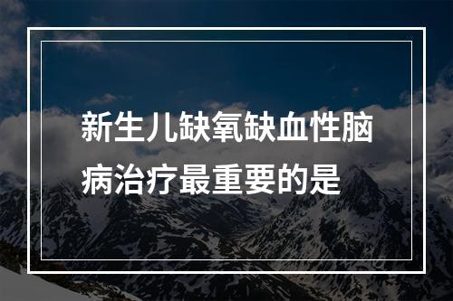 新生儿缺氧缺血性脑病治疗最重要的是