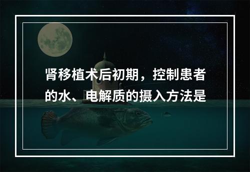 肾移植术后初期，控制患者的水、电解质的摄入方法是