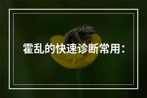 霍乱的快速诊断常用：