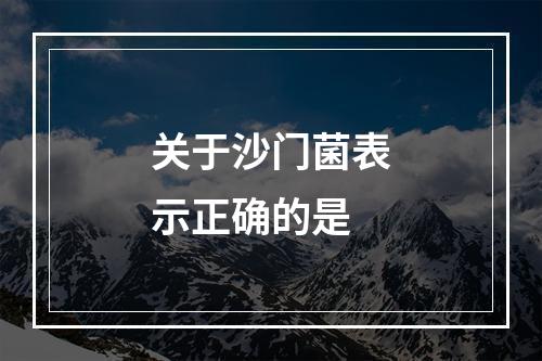 关于沙门菌表示正确的是