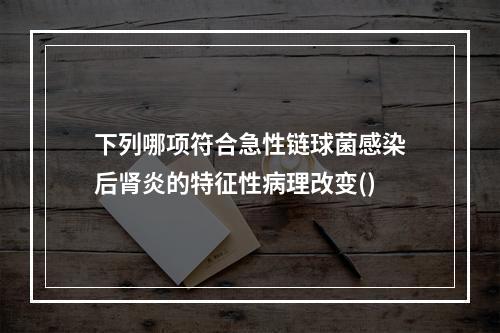 下列哪项符合急性链球菌感染后肾炎的特征性病理改变()